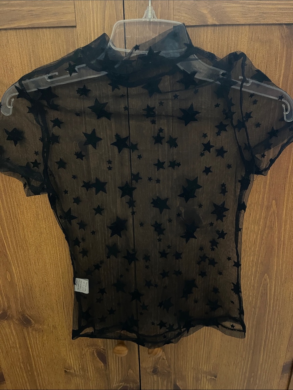 Sheer Black Star Mesh Top - Unbranded